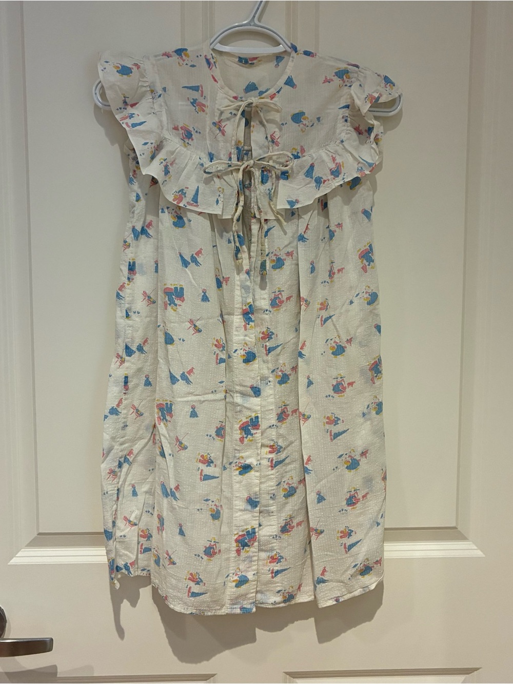 Very Vintage 3T Toddler White Ruffle Tie-Front  Gauzy Summer Robe